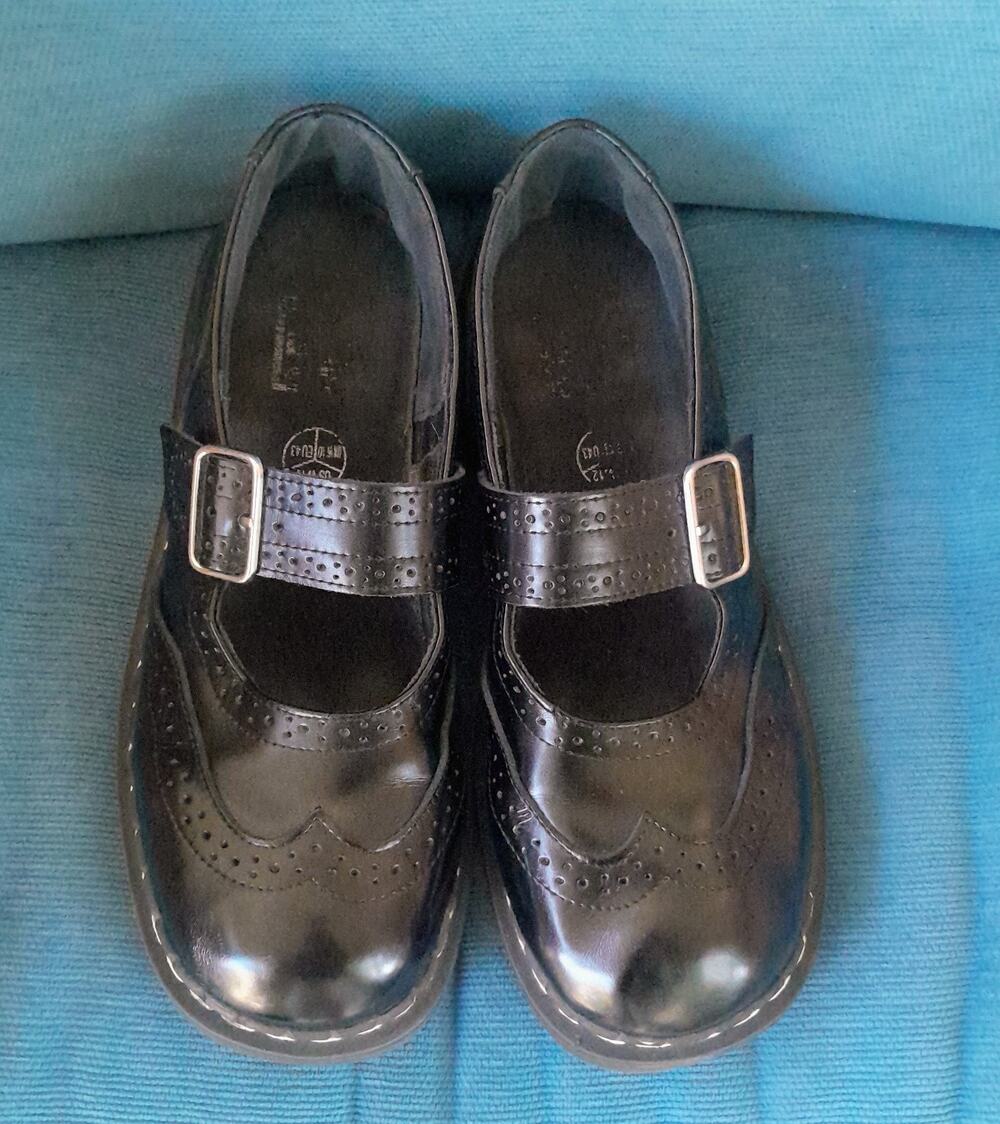 T.U.K. Anarchic Black Leather Mary Jane Brogue Wingtip Shoes Buckle Women's 12